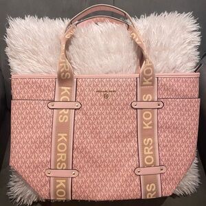 Inspired Designer Signature Zip Tote Shoulder Purse PINK